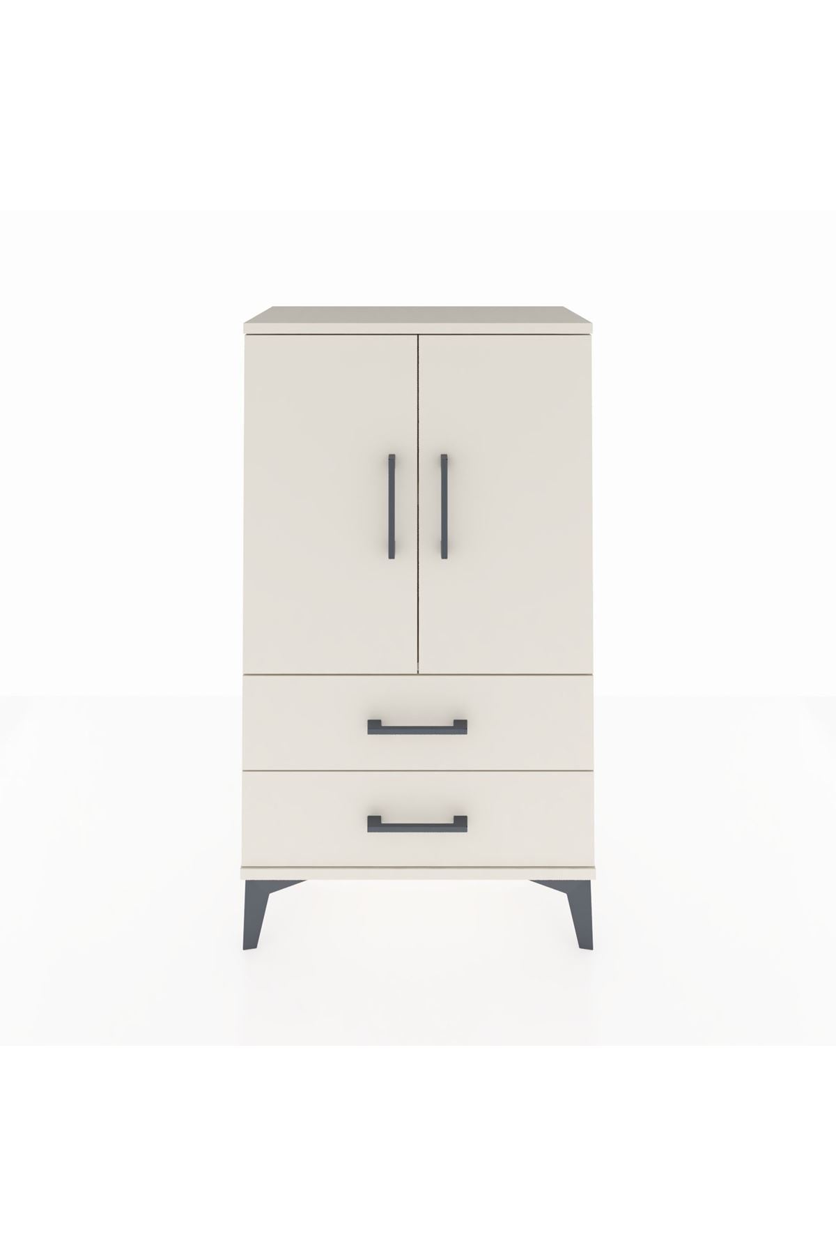 Arges Komodin 2 Raflı 2 Çekmeceli 2 Kapaklı 60x30x106 - S15M007V1A