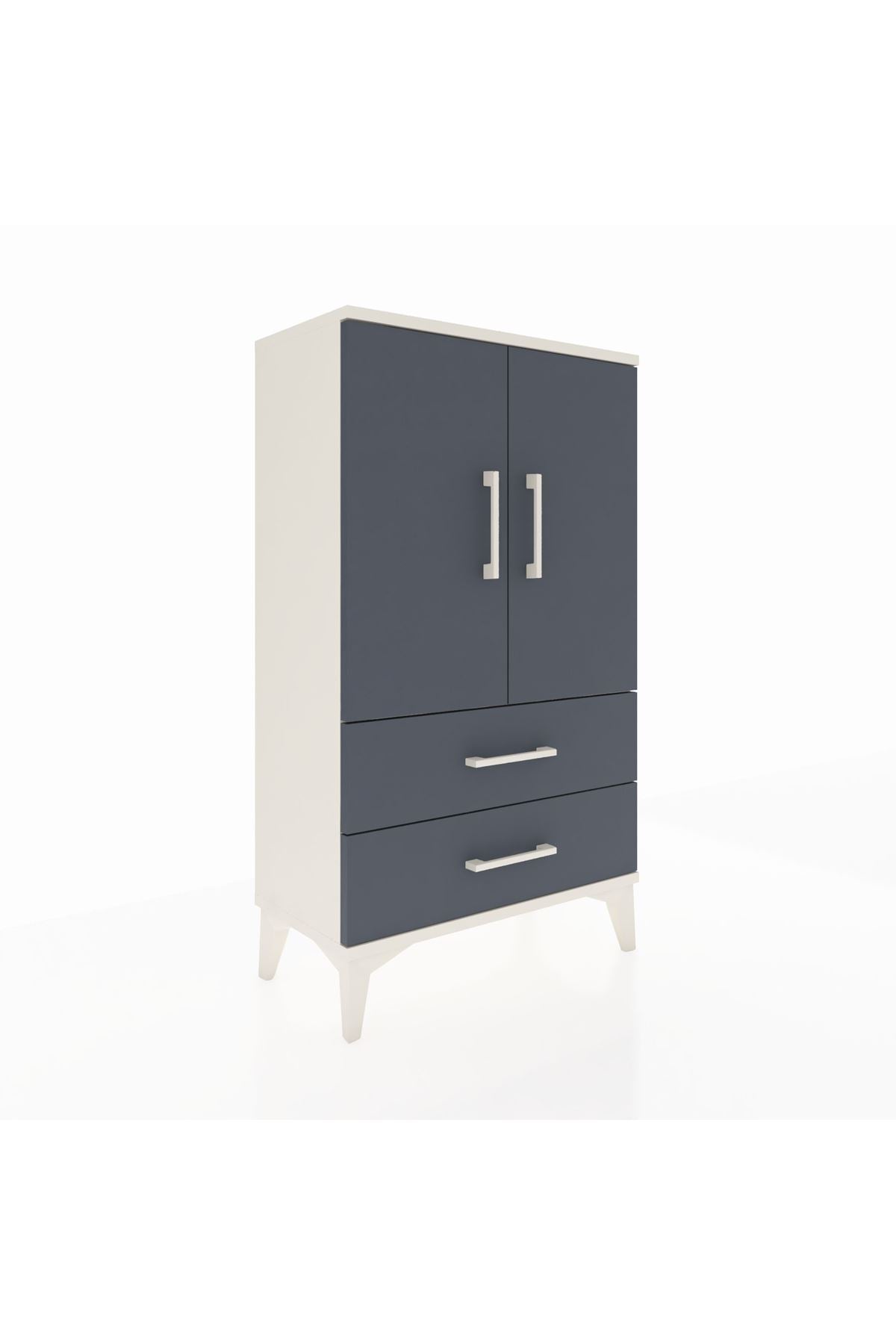 Arges Komodin 2 Raflı 2 Çekmeceli 2 Kapaklı 60x30x106 - S15M007V2A