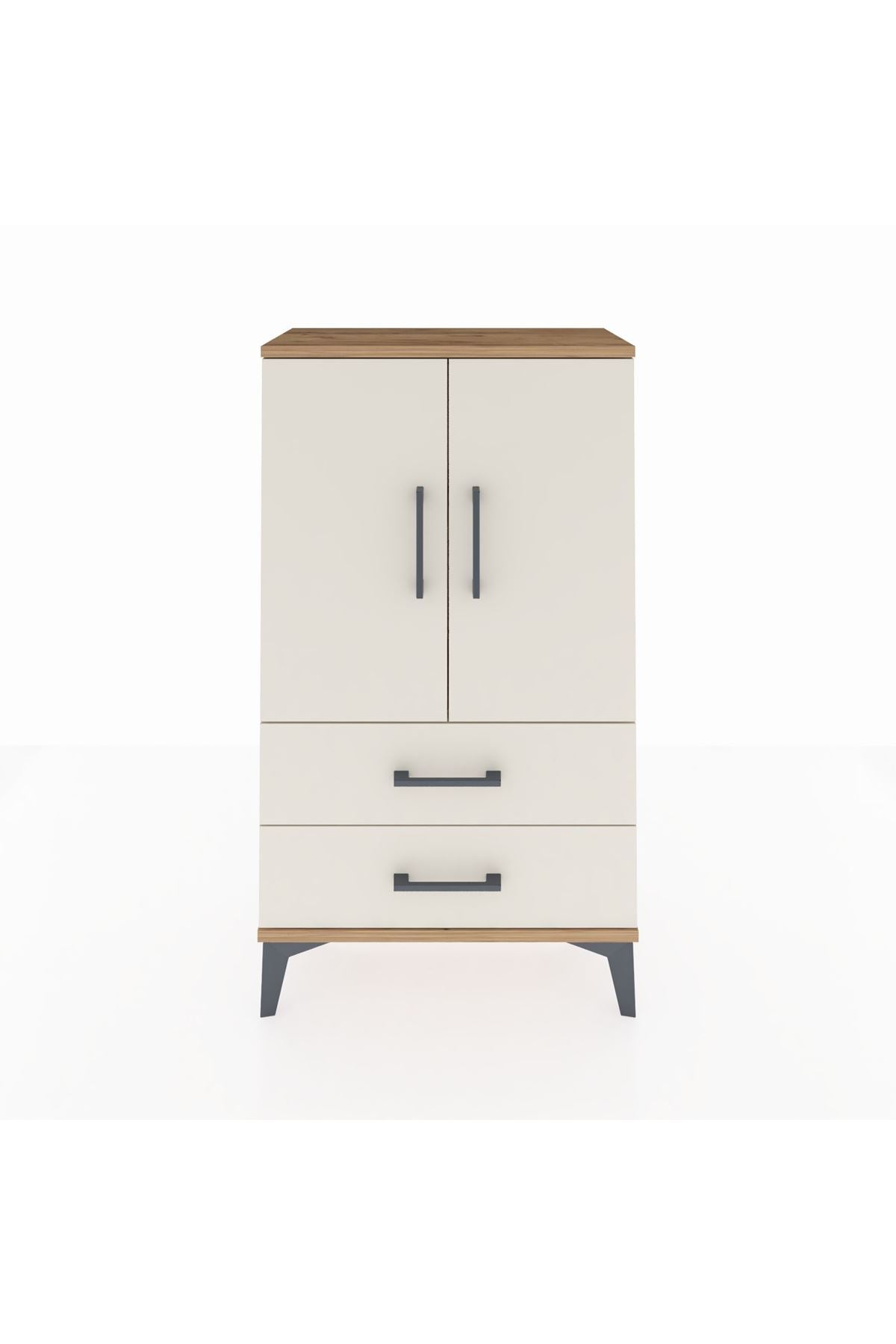 Arges Komodin 2 Raflı 2 Çekmeceli 2 Kapaklı 60x30x106 - S15M007V7A