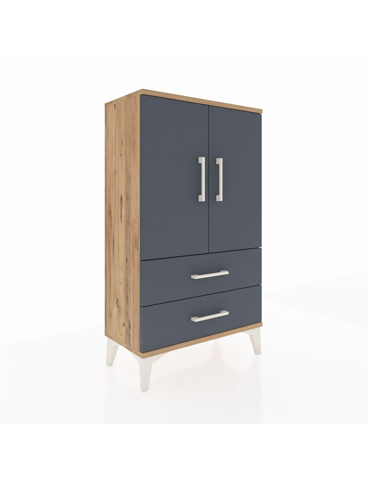 Arges Komodin 2 Raflı 2 Çekmeceli 2 Kapaklı 60x30x106 - S15M007V8A