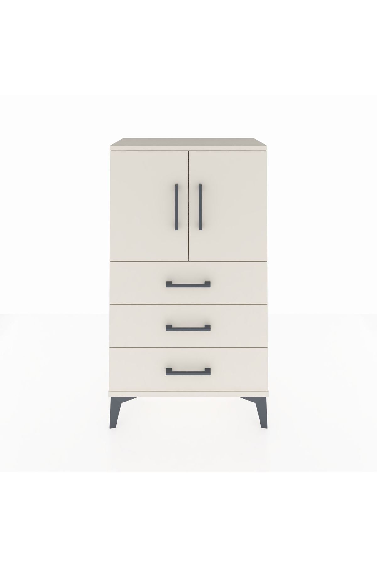 Arges Komodin 2 Raflı 3 Çekmeceli 2 Kapaklı 60x30x106 - S15M008V1A