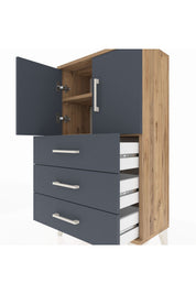 Arges Komodin 2 Raflı 3 Çekmeceli 2 Kapaklı 60x30x106 - S15M008V8A