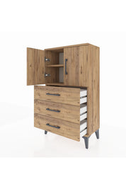 Arges Komodin 2 Raflı 3 Çekmeceli 2 Kapaklı 60x30x106 - S15M008V9A