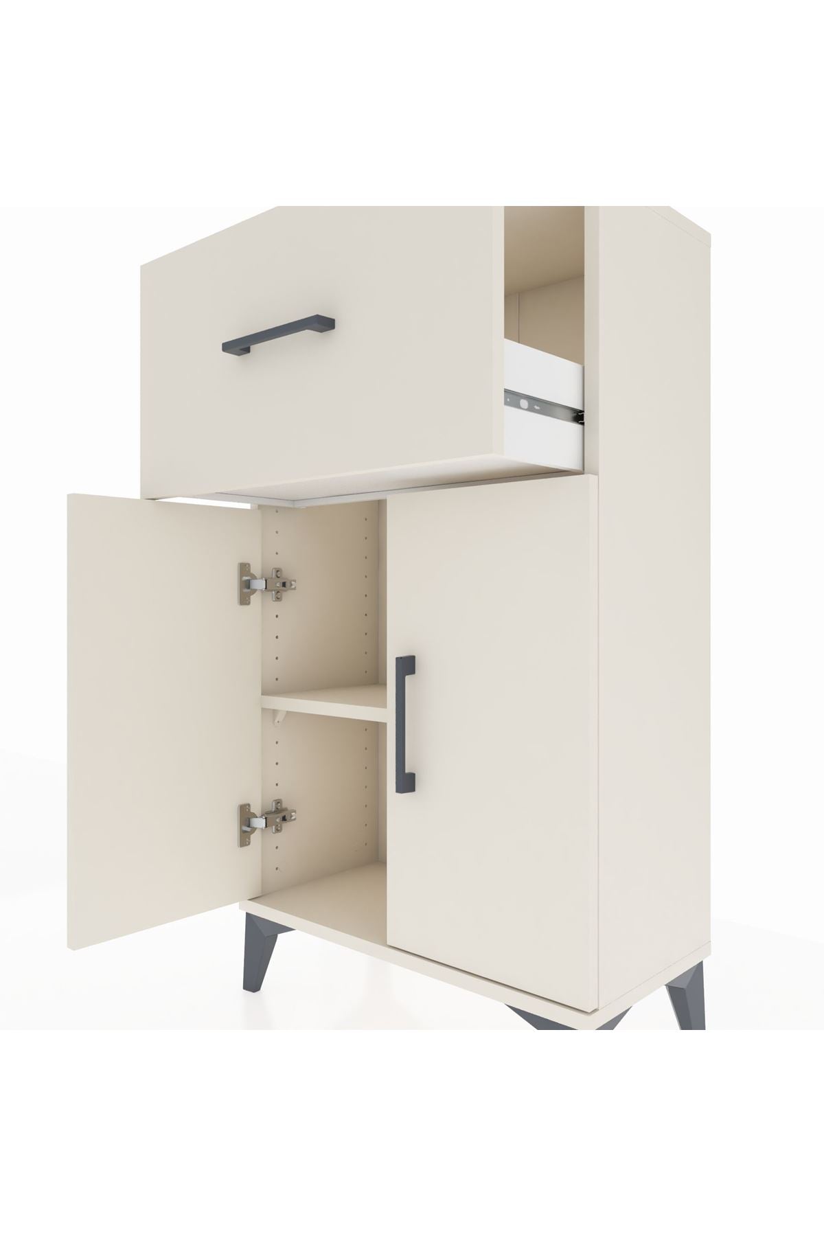 Arges Komodin Tek Raflı Tek Çekmeceli 2 Kapaklı 60x30x106 - S15M010V1A