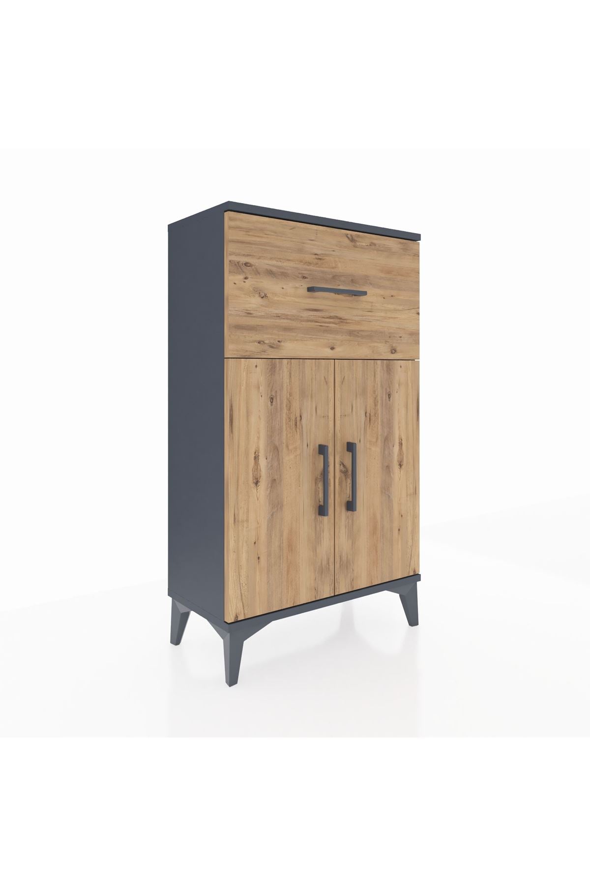 Arges Komodin Tek Raflı Tek Çekmeceli 2 Kapaklı 60x30x106 - S15M010V6A