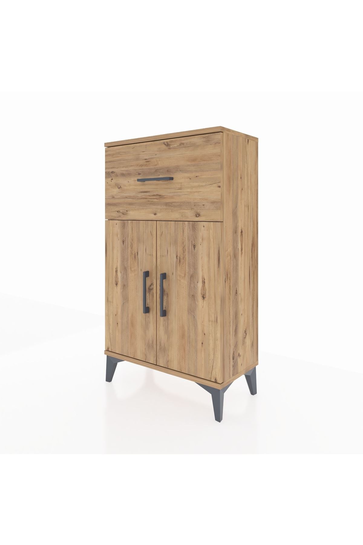 Arges Komodin Tek Raflı Tek Çekmeceli 2 Kapaklı 60x30x106 - S15M010V9A