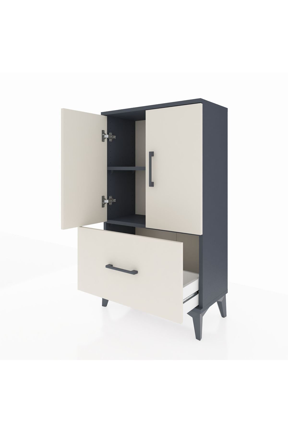 Arges Komodin 2 Raflı Tek Çekmeceli 2 Kapaklı 60x30x106 - S15M011V4A