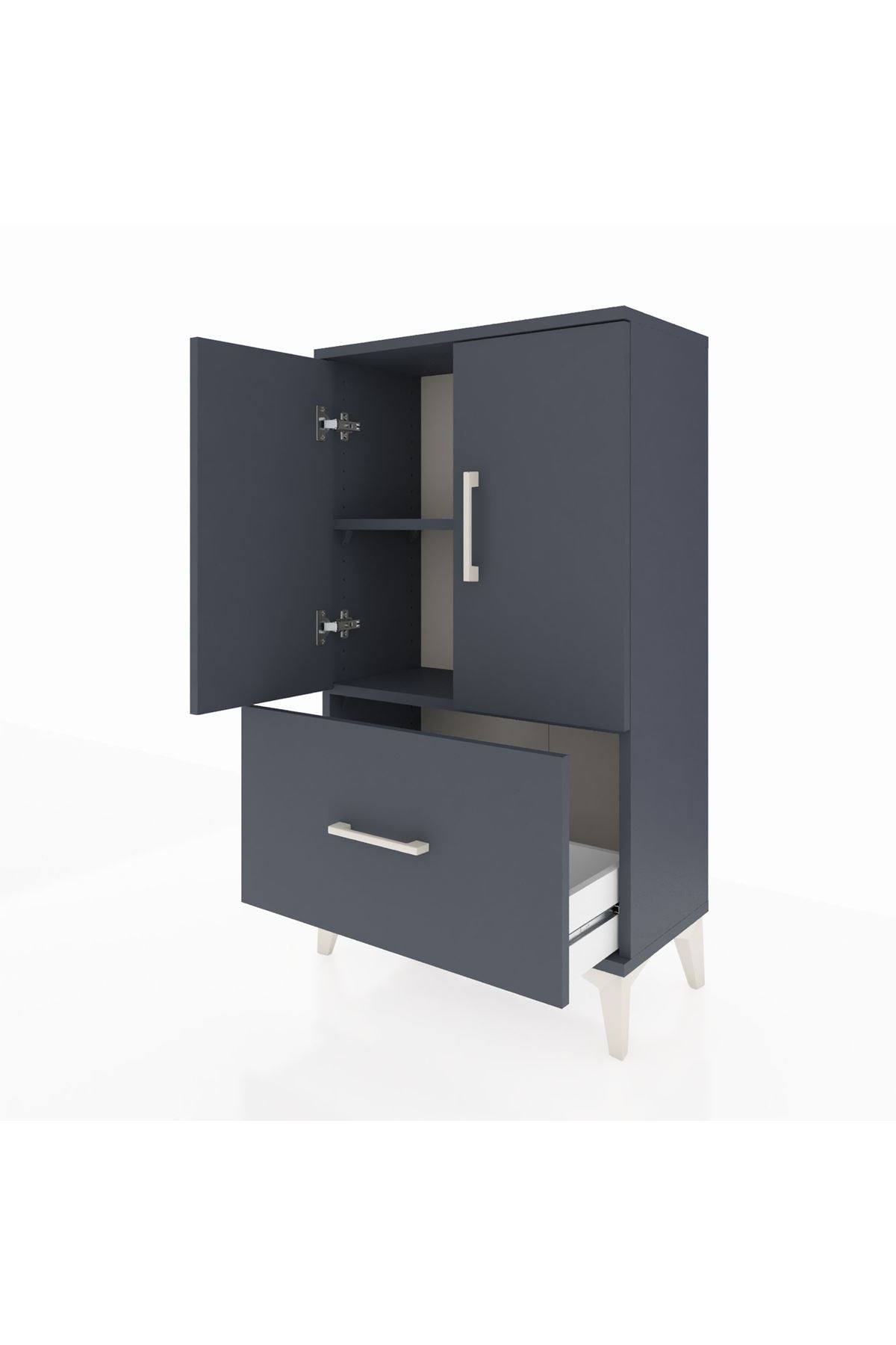 Arges Komodin 2 Raflı Tek Çekmeceli 2 Kapaklı 60x30x106 - S15M011V5A