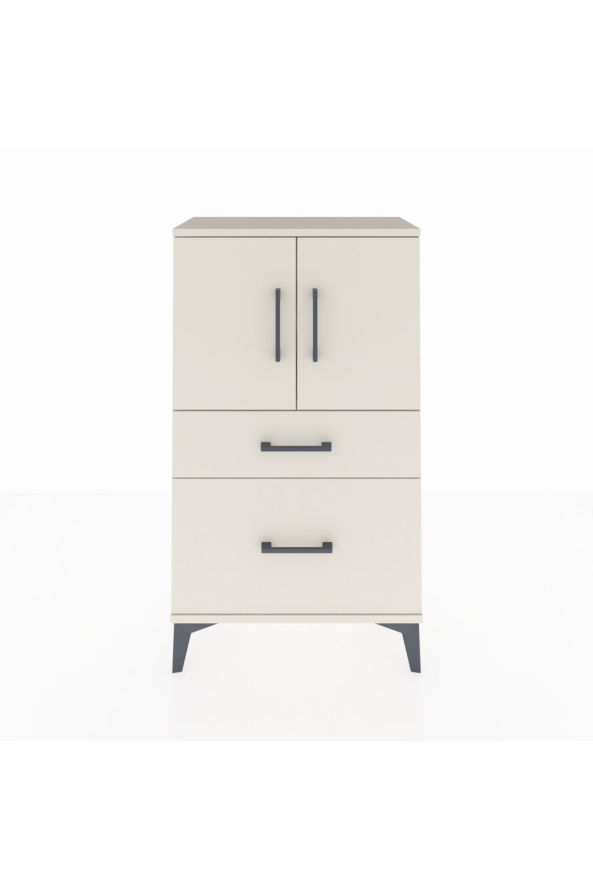 Arges Komodin 2 Raflı 2 Çekmeceli 2 Kapaklı 60x30x106 - S15M012V1A