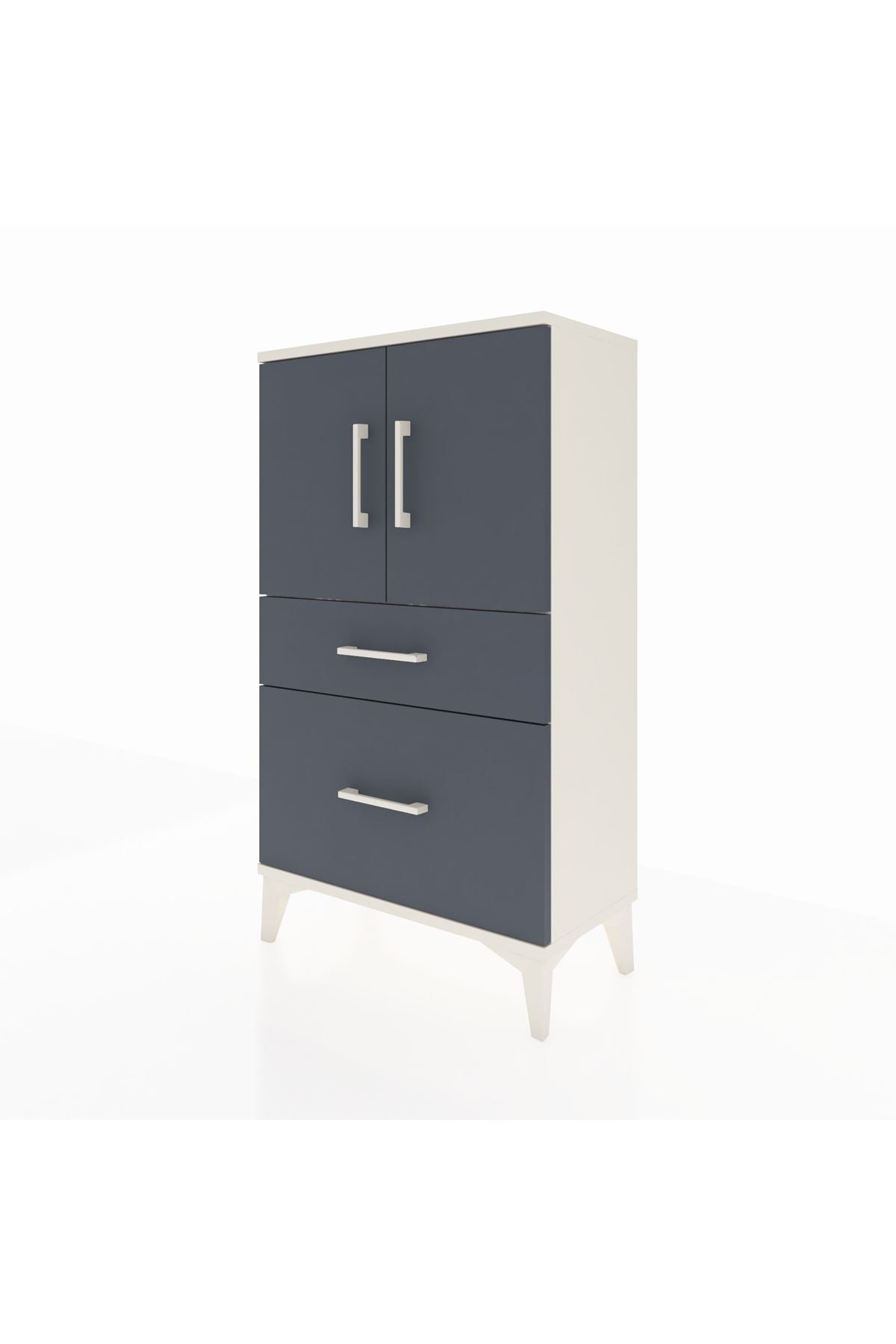Arges Komodin 2 Raflı 2 Çekmeceli 2 Kapaklı 60x30x106 - S15M012V2A