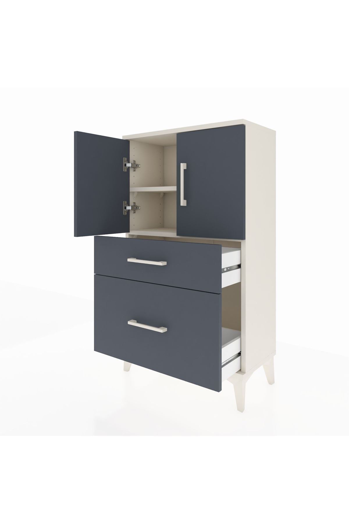 Arges Komodin 2 Raflı 2 Çekmeceli 2 Kapaklı 60x30x106 - S15M012V2A