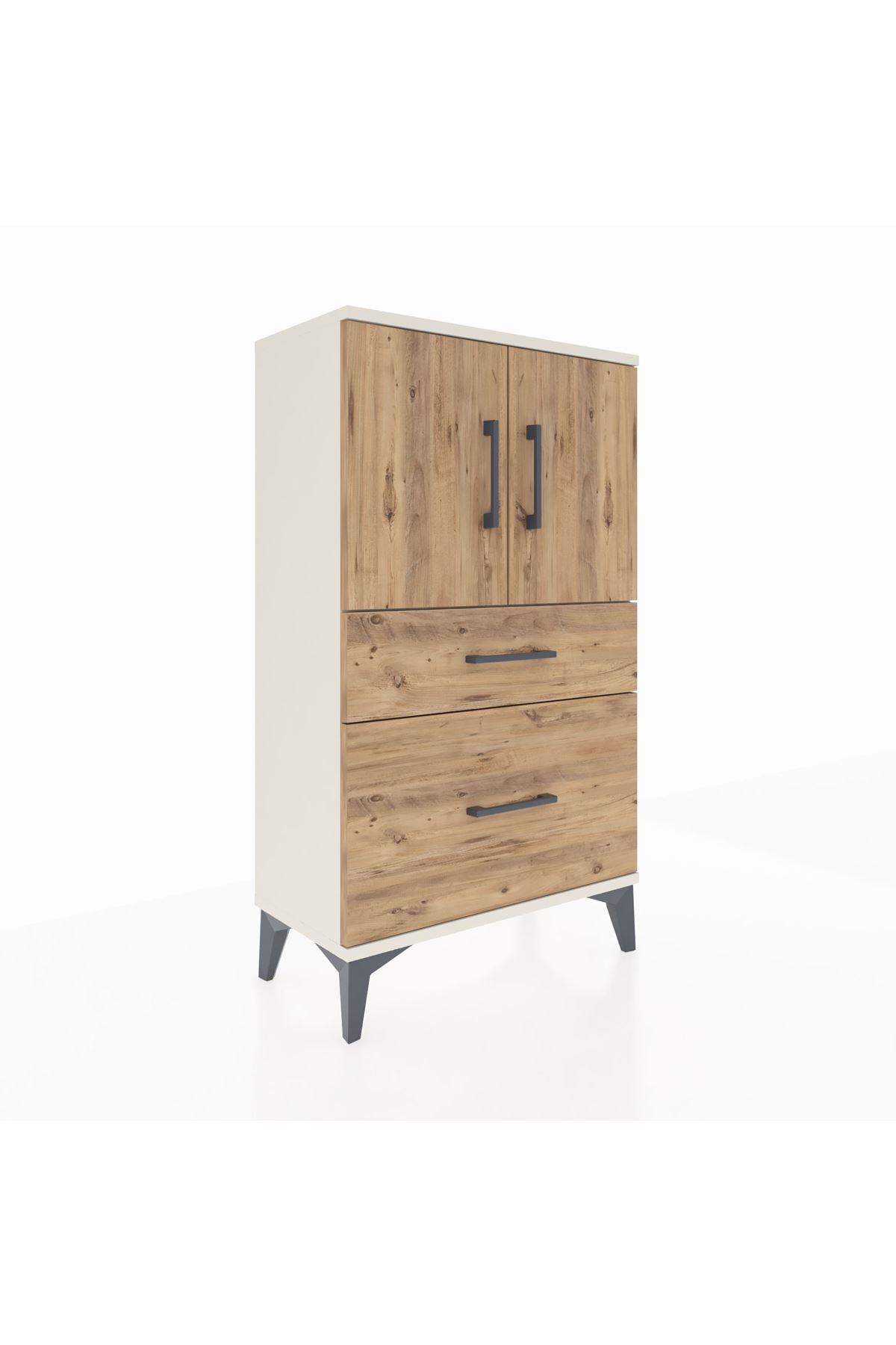 Arges Komodin 2 Raflı 2 Çekmeceli 2 Kapaklı 60x30x106 - S15M012V3A