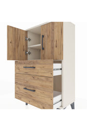Arges Komodin 2 Raflı 2 Çekmeceli 2 Kapaklı 60x30x106 - S15M012V3A