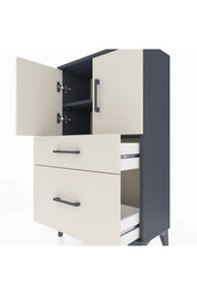 Arges Komodin 2 Raflı 2 Çekmeceli 2 Kapaklı 60x30x106 - S15M012V4A