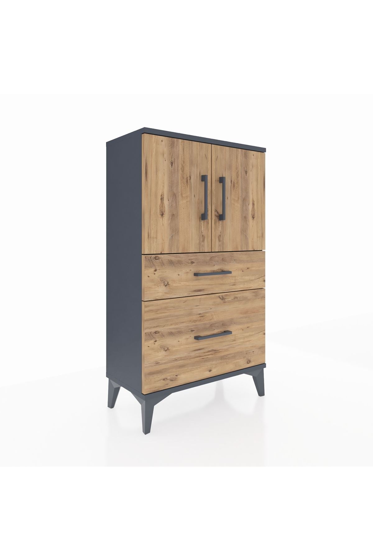 Arges Komodin 2 Raflı 2 Çekmeceli 2 Kapaklı 60x30x106 - S15M012V6A