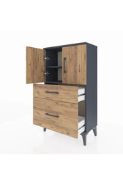 Arges Komodin 2 Raflı 2 Çekmeceli 2 Kapaklı 60x30x106 - S15M012V6A