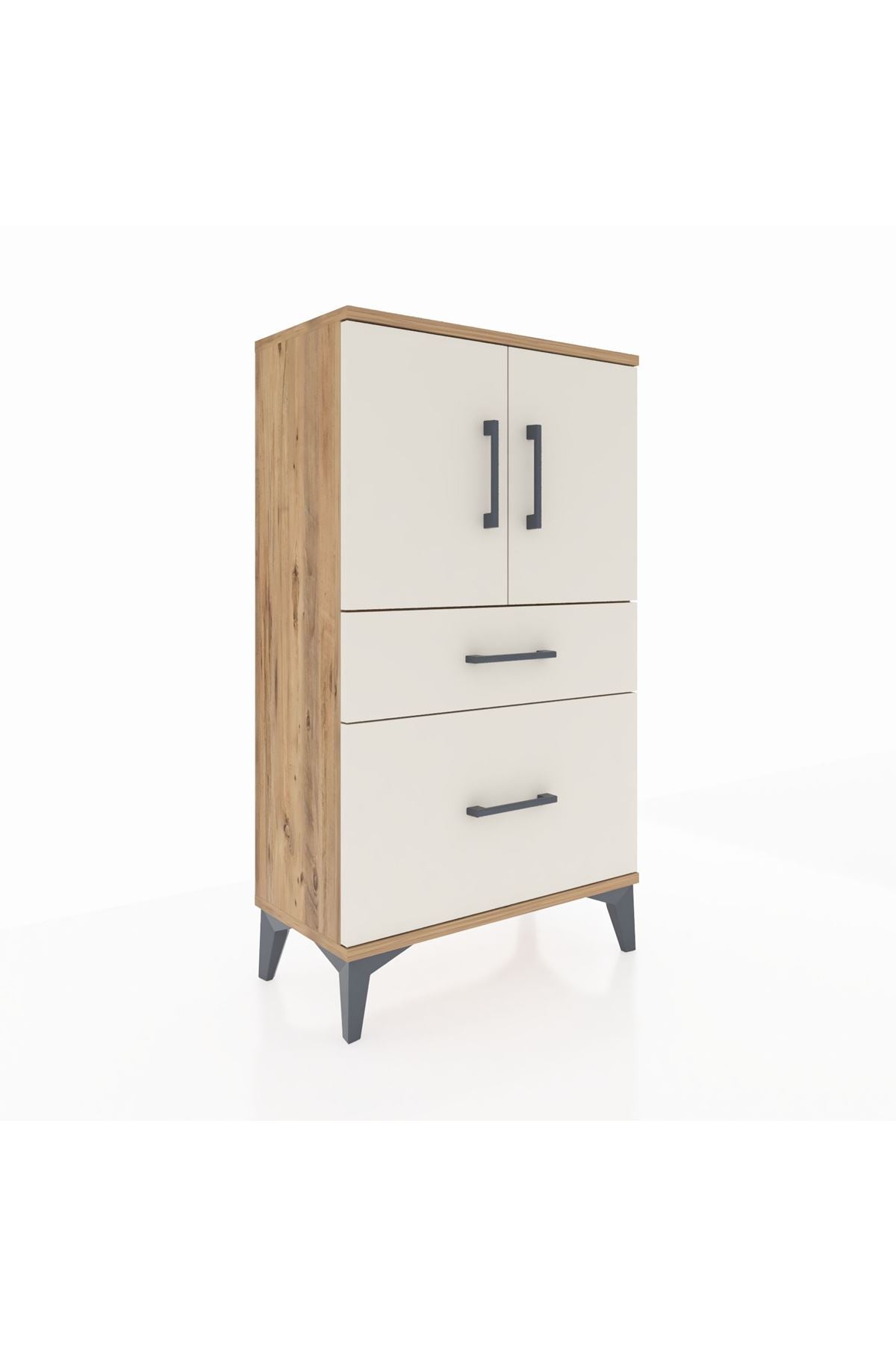 Arges Komodin 2 Raflı 2 Çekmeceli 2 Kapaklı 60x30x106 - S15M012V7A