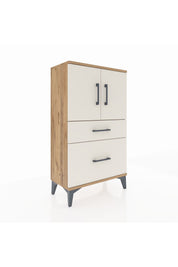 Arges Komodin 2 Raflı 2 Çekmeceli 2 Kapaklı 60x30x106 - S15M012V7A