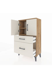 Arges Komodin 2 Raflı 2 Çekmeceli 2 Kapaklı 60x30x106 - S15M012V7A