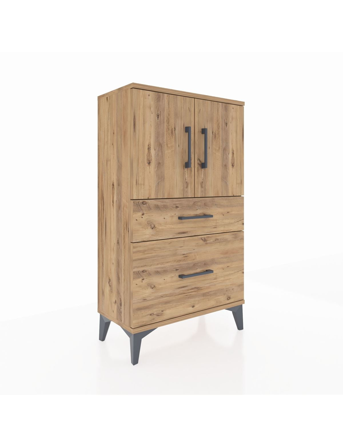 Arges Komodin 2 Raflı 2 Çekmeceli 2 Kapaklı 60x30x106 - S15M012V9A