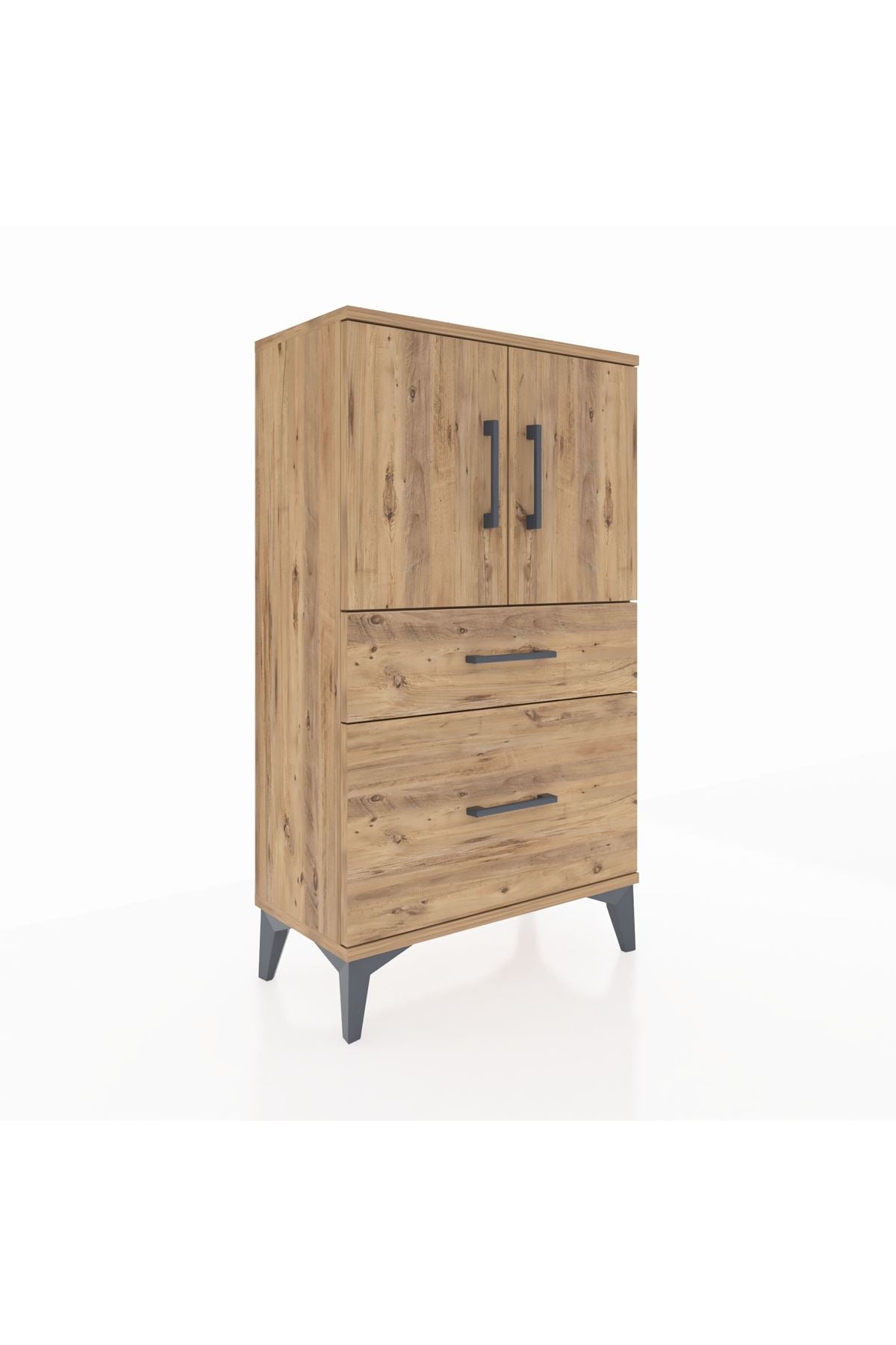 Arges Komodin 2 Raflı 2 Çekmeceli 2 Kapaklı 60x30x106 - S15M012V9A