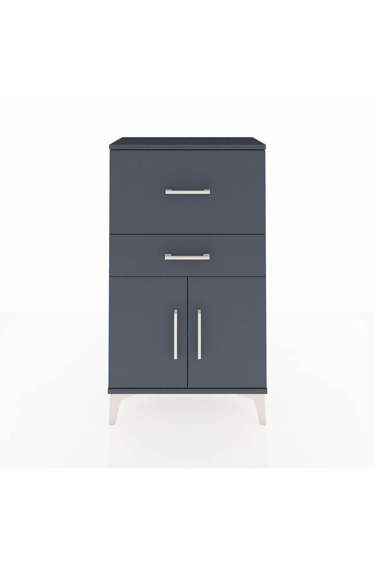 Arges Komodin Tek Raflı 2 Çekmeceli 2 Kapaklı 60x30x106 - S15M013V5A