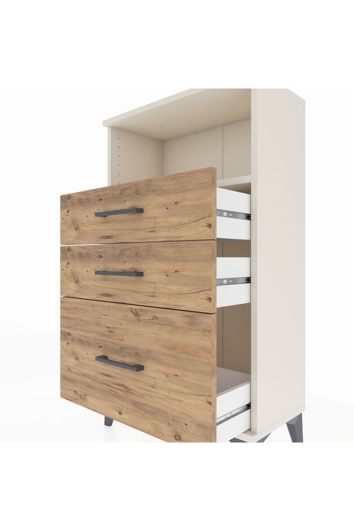 Arges Komodin Tek Raflı 3 Çekmeceli 60x30x106 - S15M014V3A