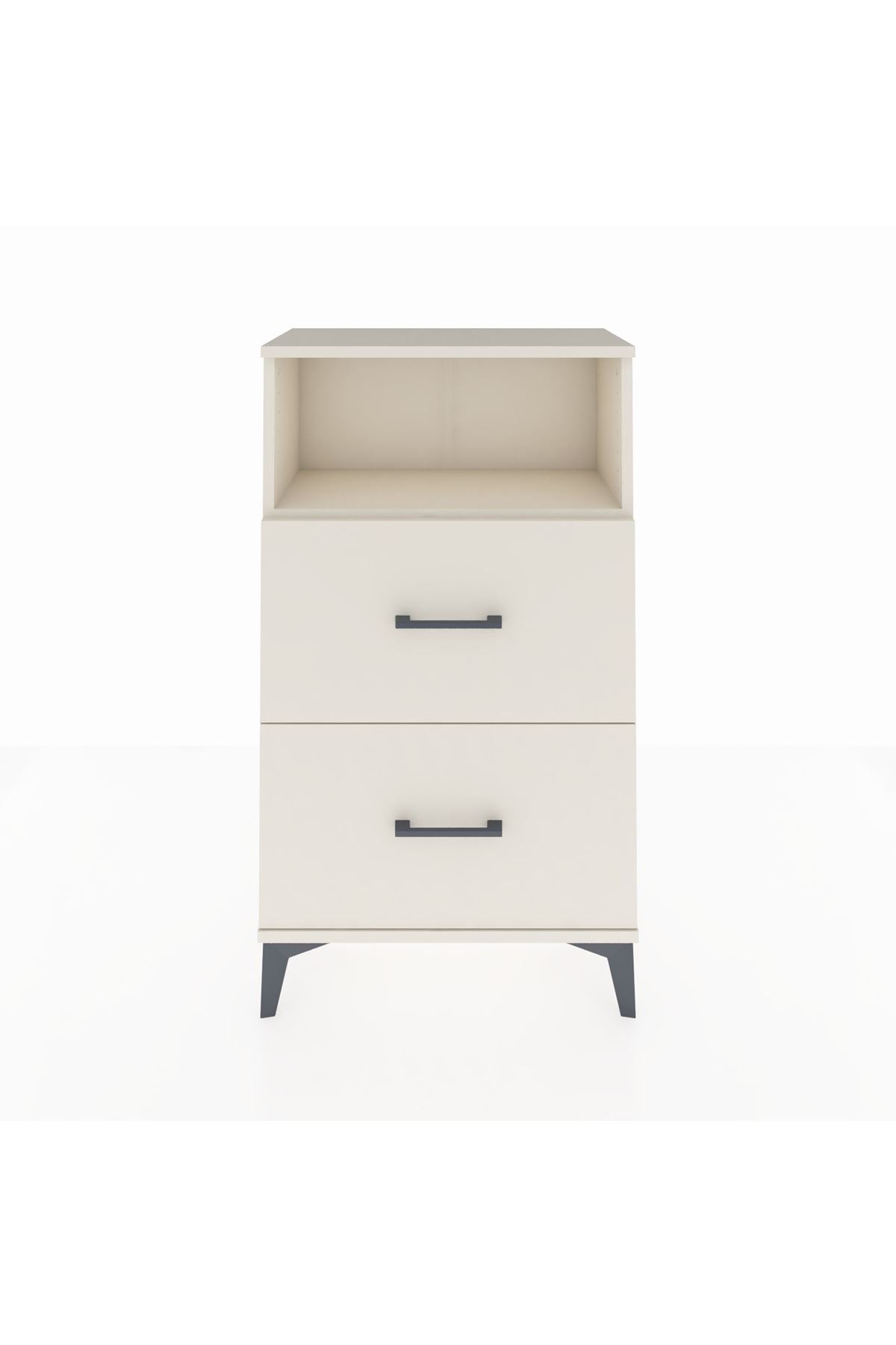 Arges Komodin Tek Raflı 2 Çekmeceli 60x30x106 - S15M015V1A