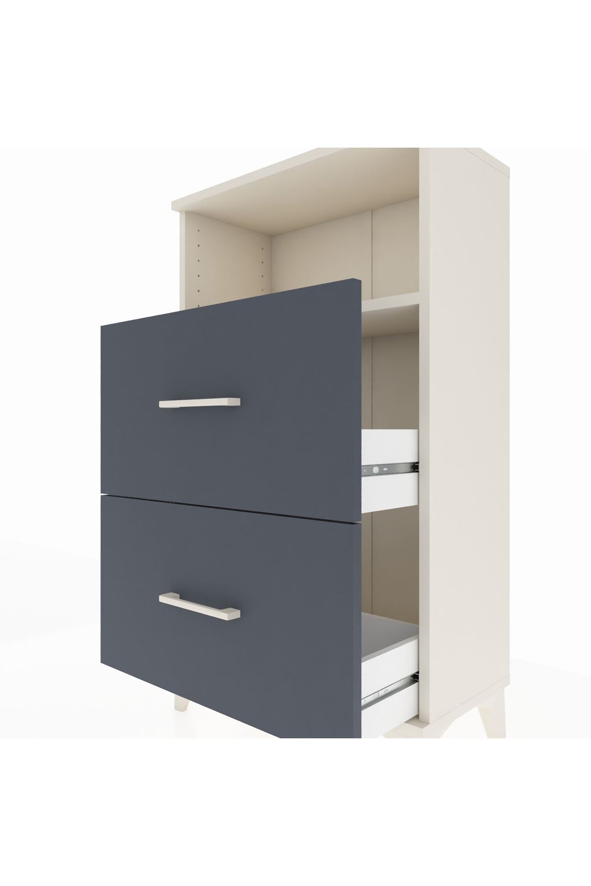 Arges Komodin Tek Raflı 2 Çekmeceli 60x30x106 - S15M015V2A