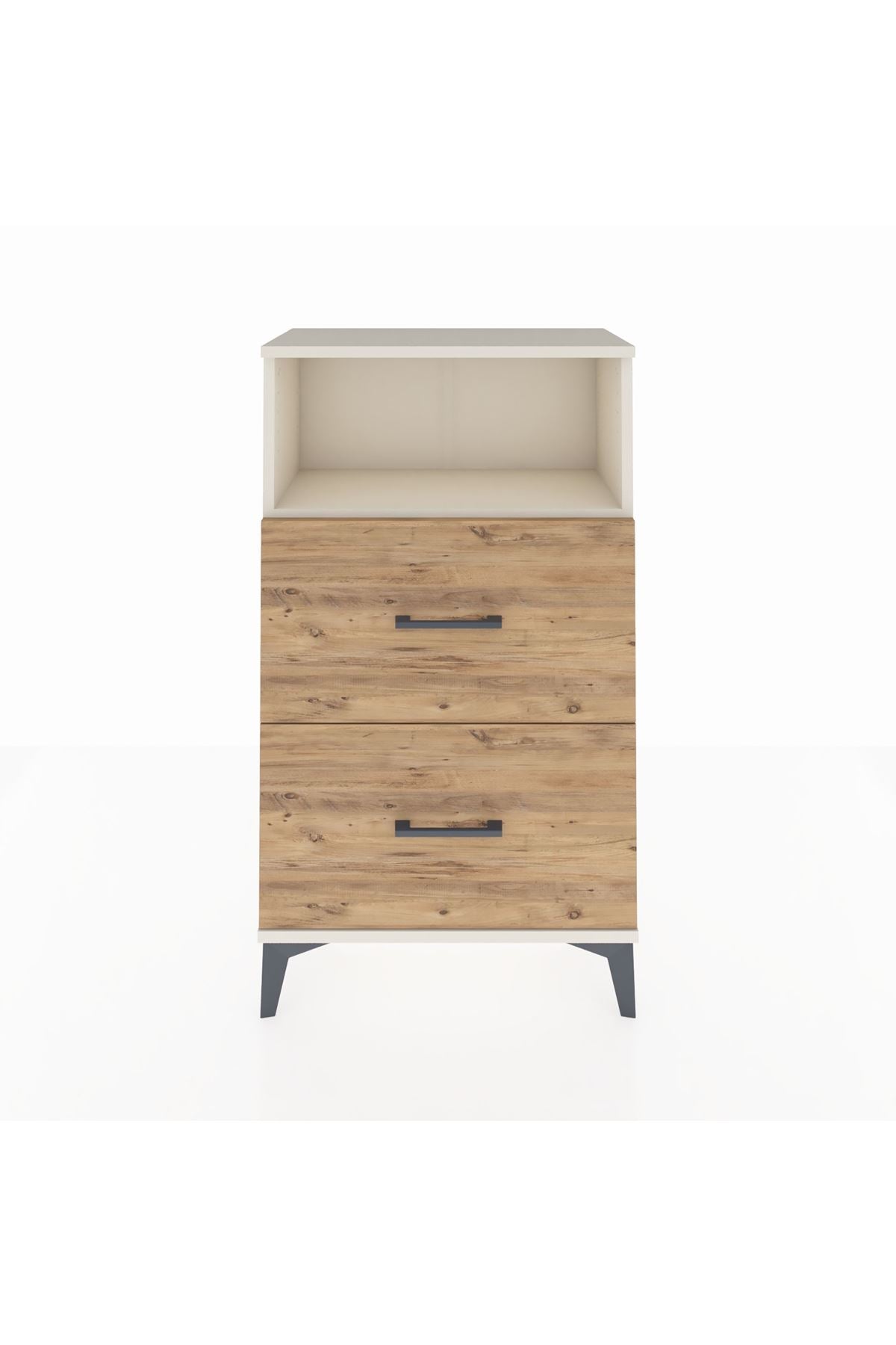 Arges Komodin Tek Raflı 2 Çekmeceli 60x30x106 - S15M015V3A