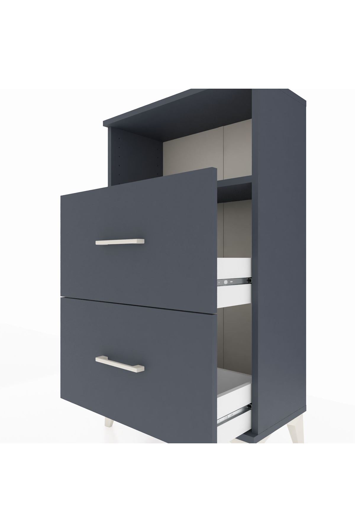 Arges Komodin Tek Raflı 2 Çekmeceli 60x30x106 - S15M015V5A