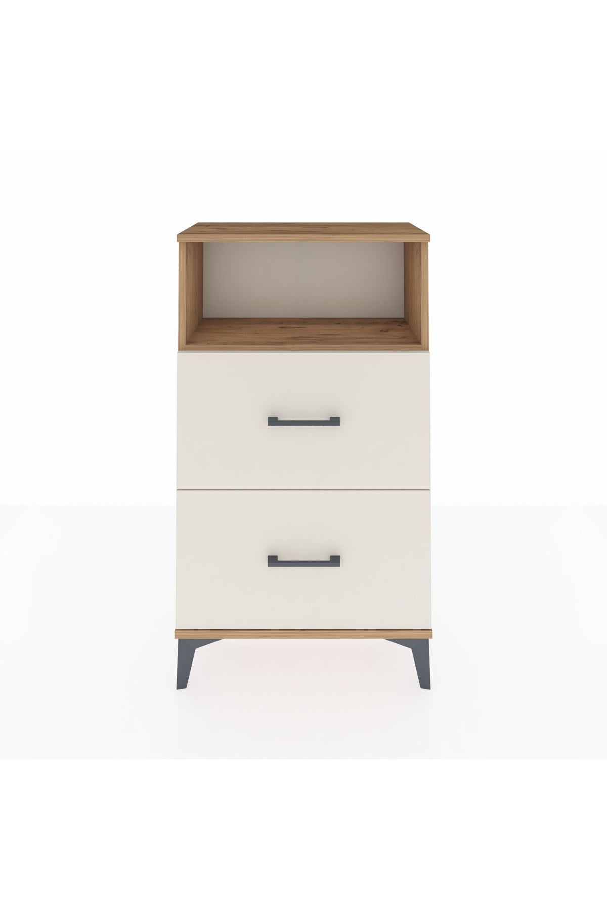 Arges Komodin Tek Raflı 2 Çekmeceli 60x30x106 - S15M015V7A
