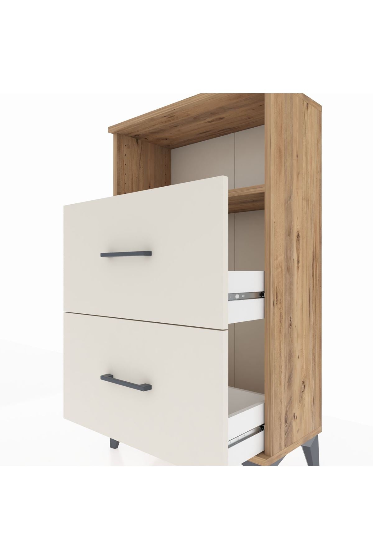 Arges Komodin Tek Raflı 2 Çekmeceli 60x30x106 - S15M015V7A