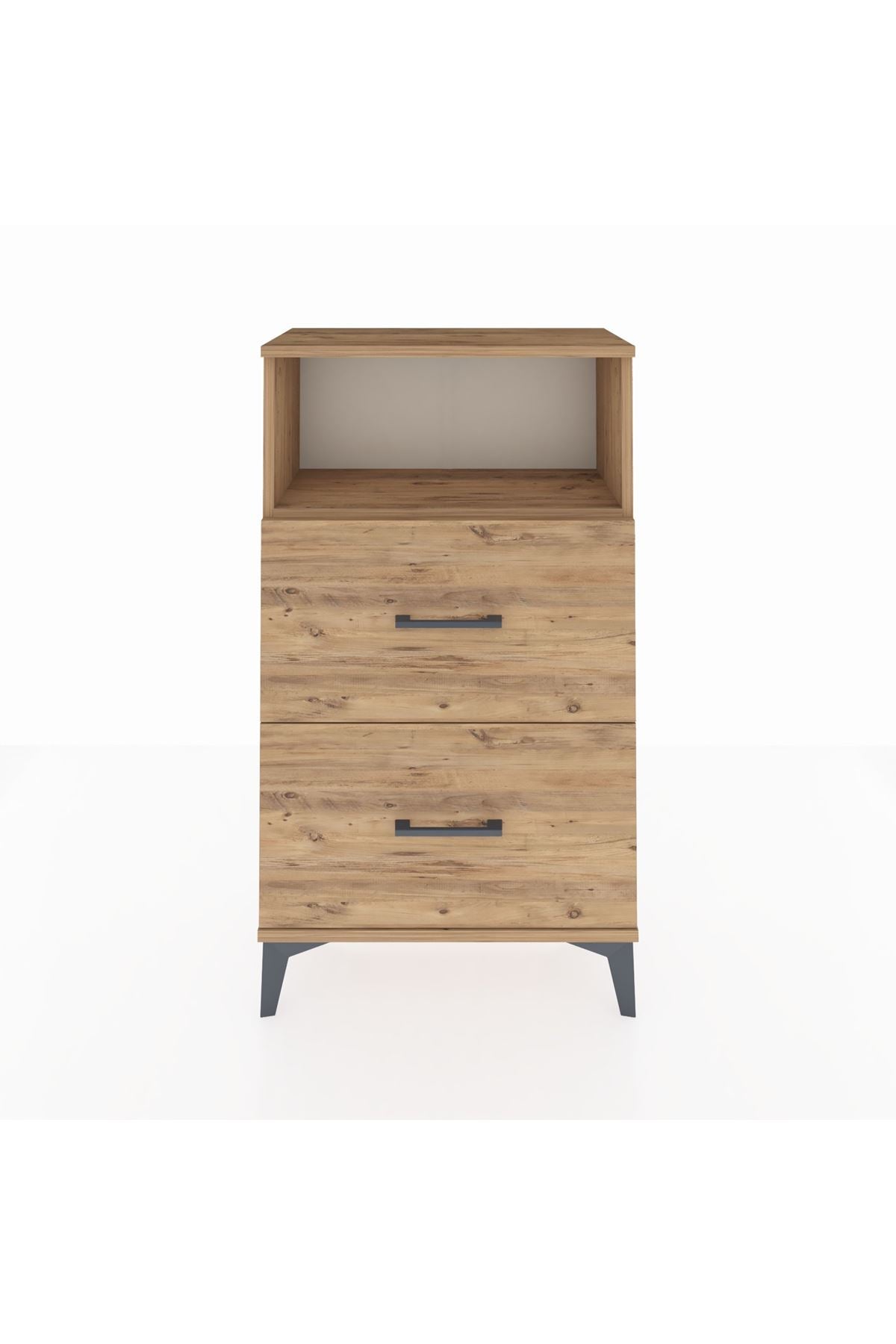 Arges Komodin Tek Raflı 2 Çekmeceli 60x30x106 - S15M015V9A