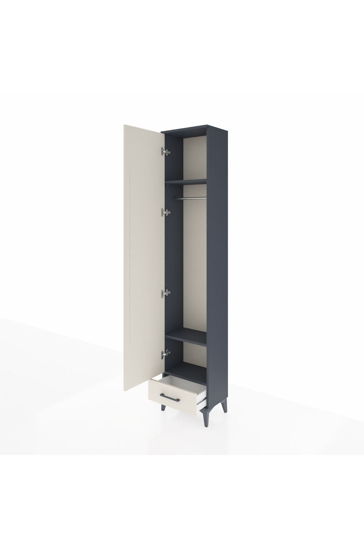Arges Dolap 3 Raflı Tek Çekmeceli Tek Askılı 44x30x221 - S28M004V4A