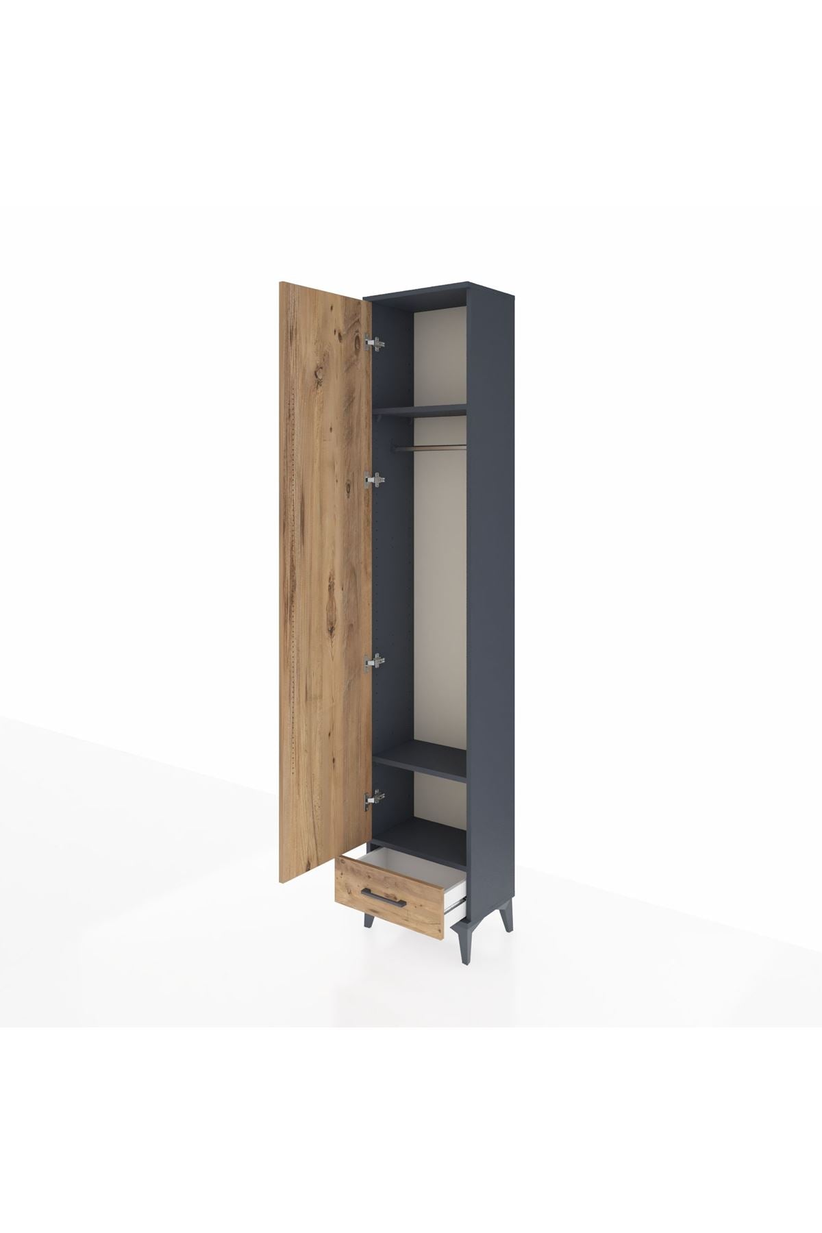 Arges Dolap 3 Raflı Tek Çekmeceli Tek Askılı 44x30x221 - S28M004V6A