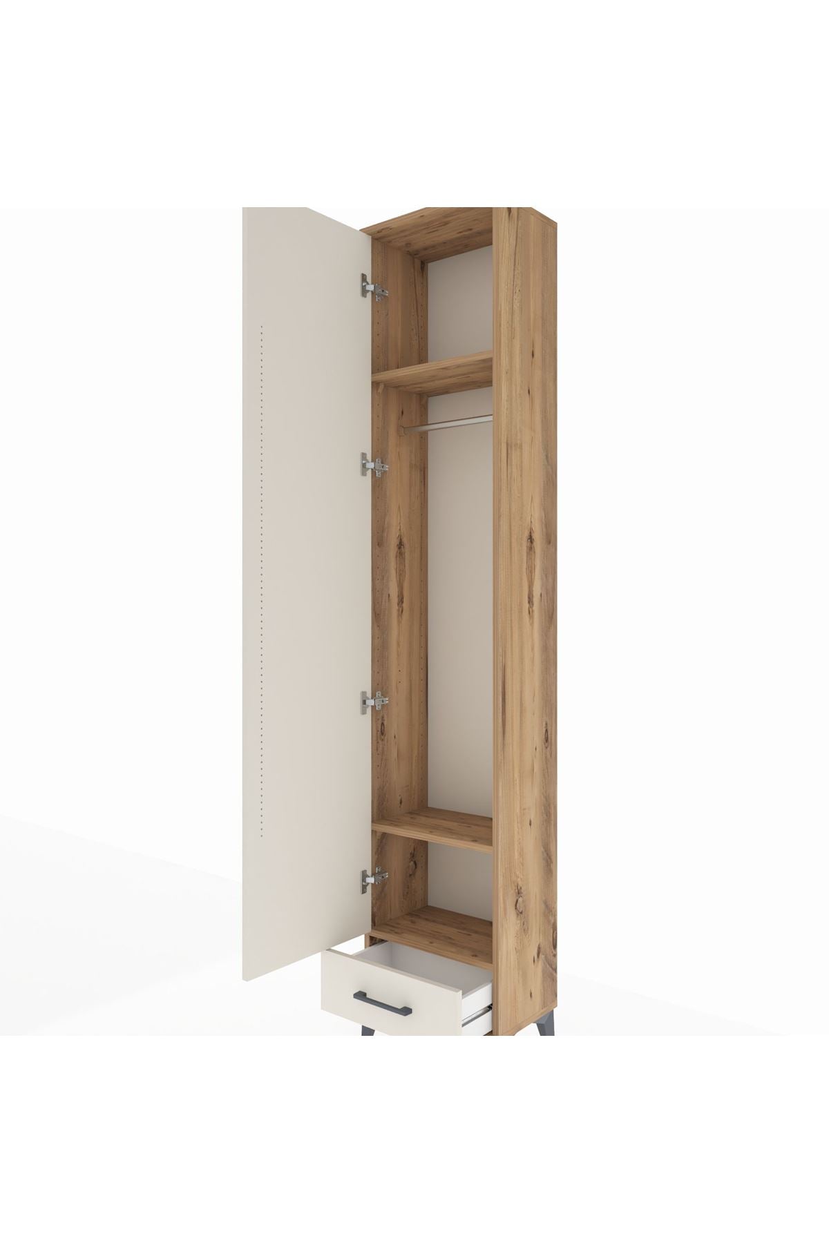Arges Dolap 3 Raflı Tek Çekmeceli Tek Askılı 44x30x221 - S28M004V7A