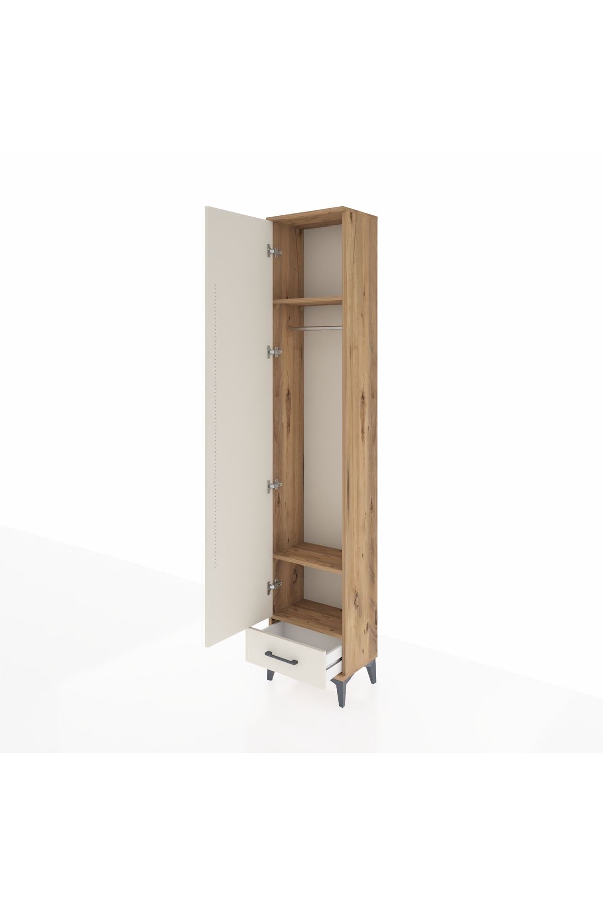 Arges Dolap 3 Raflı Tek Çekmeceli Tek Askılı 44x30x221 - S28M004V7A