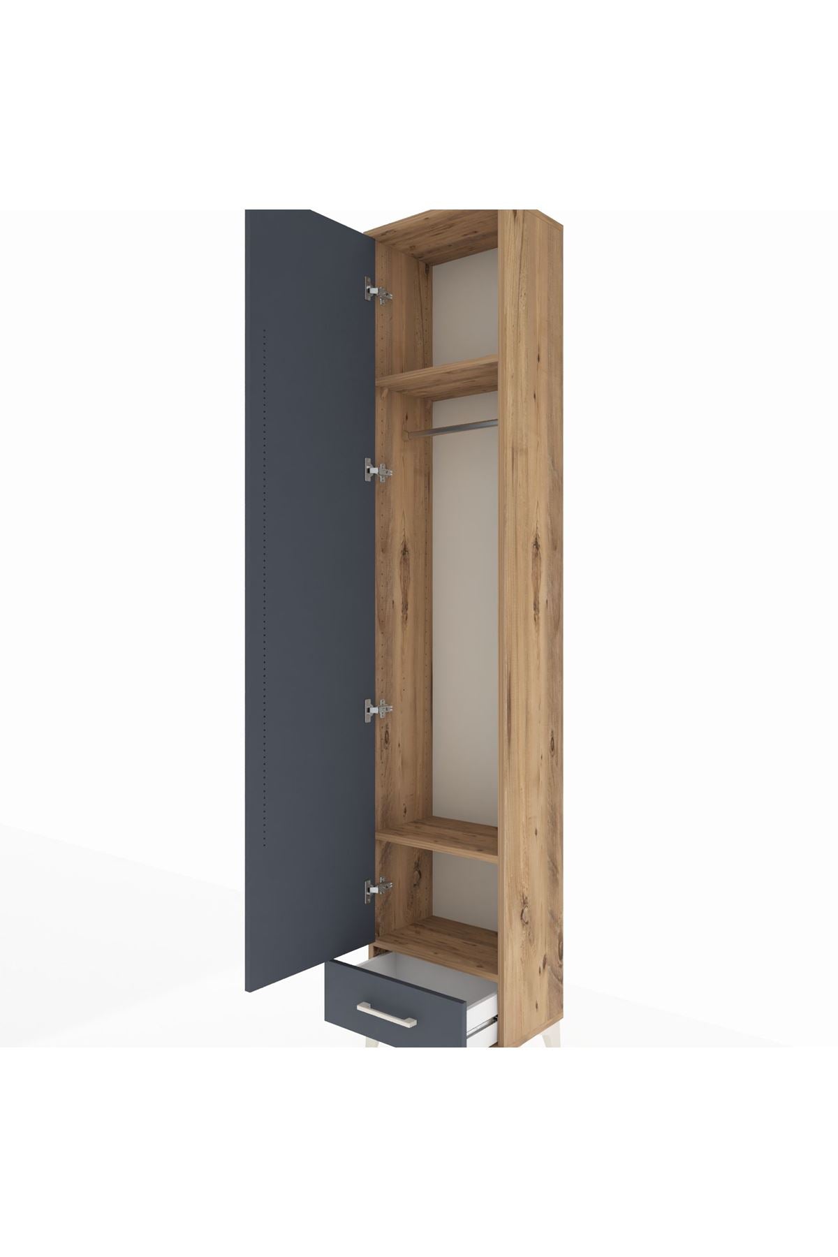 Arges Dolap 3 Raflı Tek Çekmeceli Tek Askılı 44x30x221 - S28M004V8A