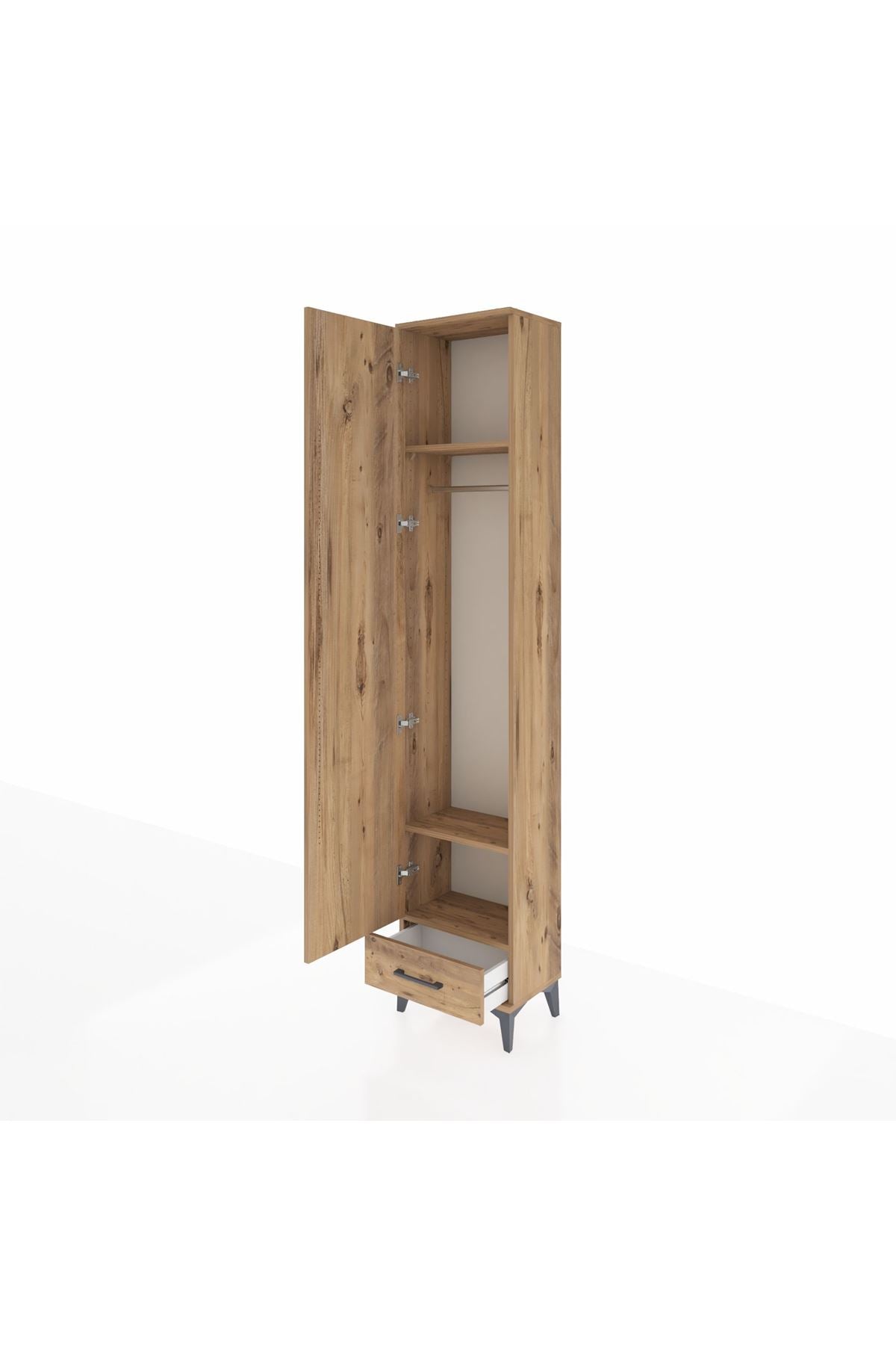 Arges Dolap 3 Raflı Tek Çekmeceli Tek Askılı 44x30x221 - S28M004V9A
