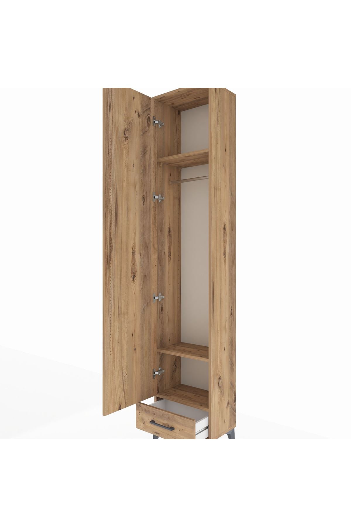 Arges Dolap 3 Raflı Tek Çekmeceli Tek Askılı 44x30x221 - S28M004V9A