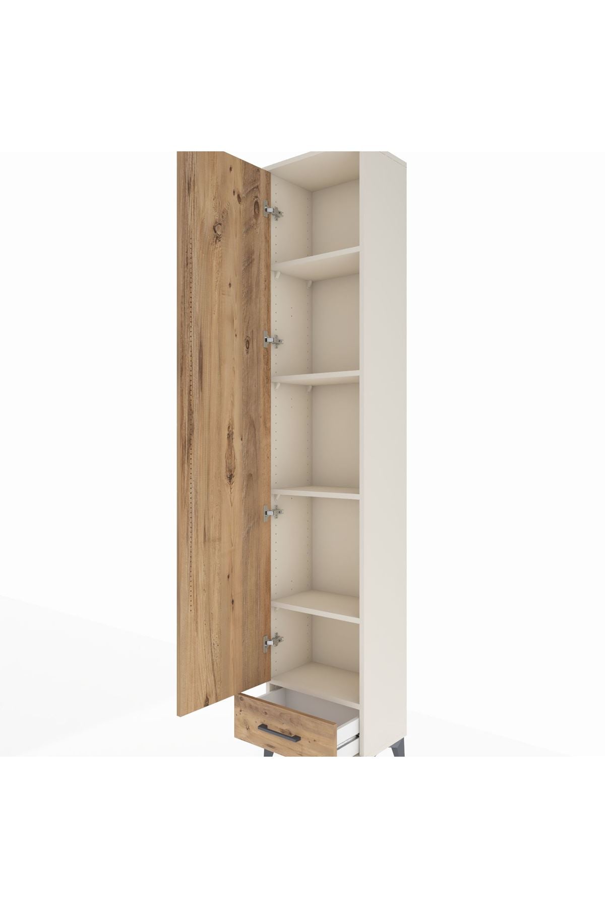 Arges Dolap 5 Raflı Tek Çekmeceli Tek Kapaklı 44x30x221 - S28M005V3A