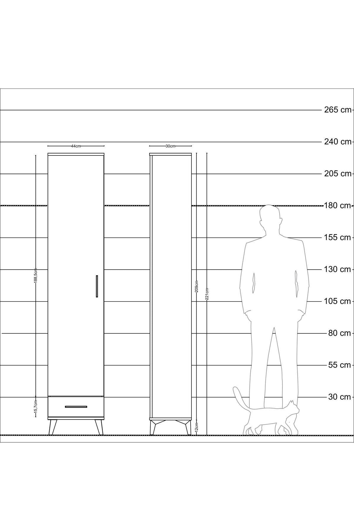Arges Dolap 5 Raflı Tek Çekmeceli Tek Kapaklı 44x30x221 - S28M005V6A