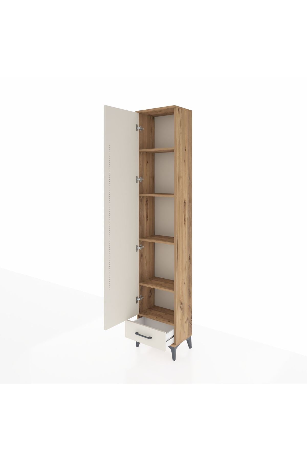 Arges Dolap 5 Raflı Tek Çekmeceli Tek Kapaklı 44x30x221 - S28M005V7A