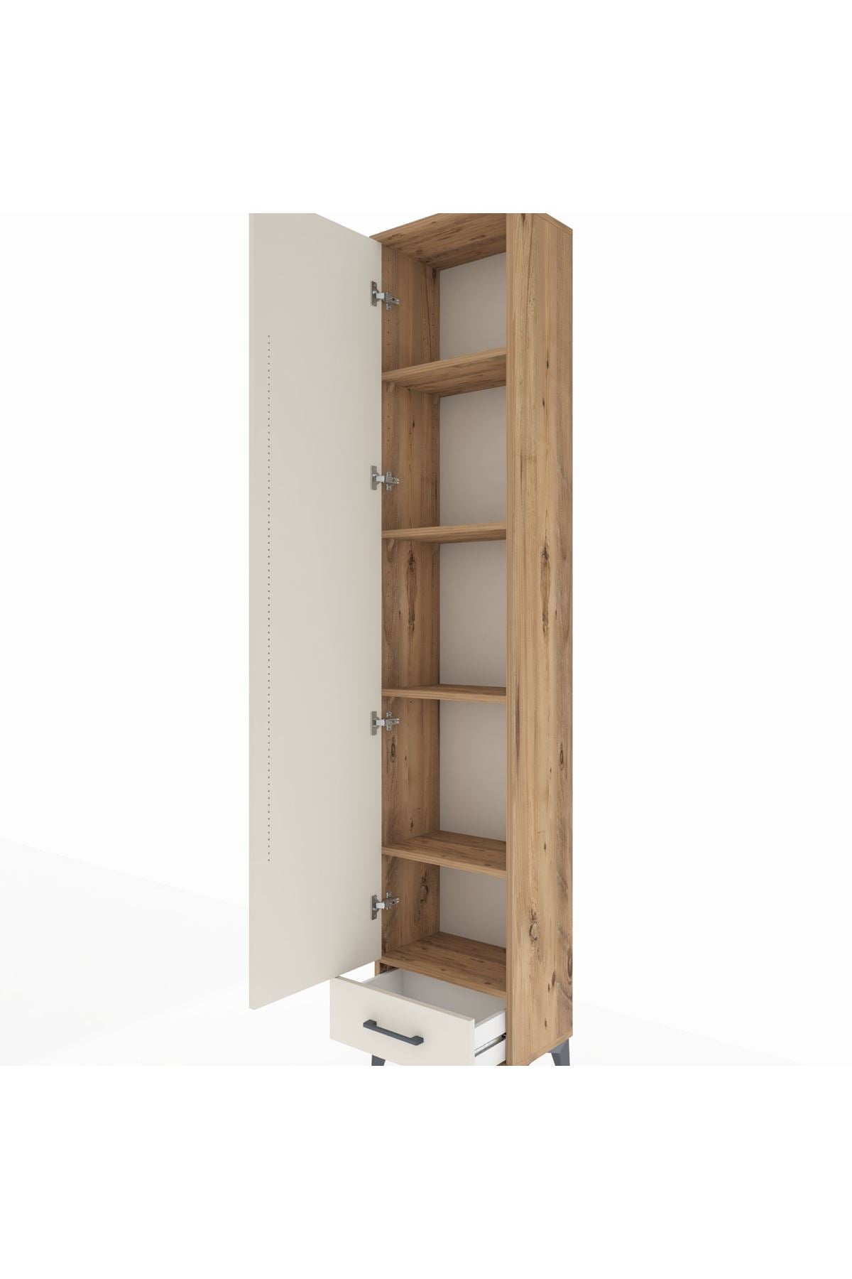 Arges Dolap 5 Raflı Tek Çekmeceli Tek Kapaklı 44x30x221 - S28M005V7A