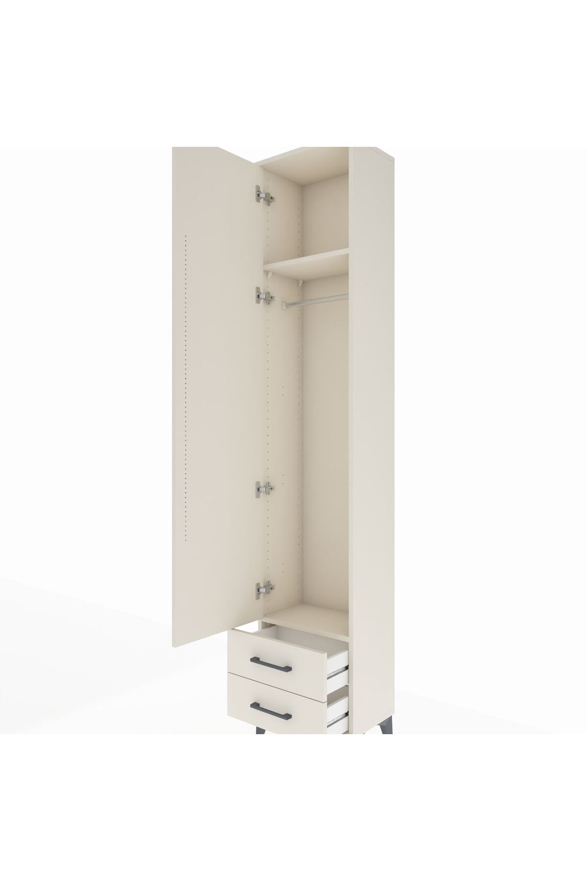 Arges Dolap 2 Raflı 2 Çekmeceli Tek Askılı 44x30x221 - S28M007V1A