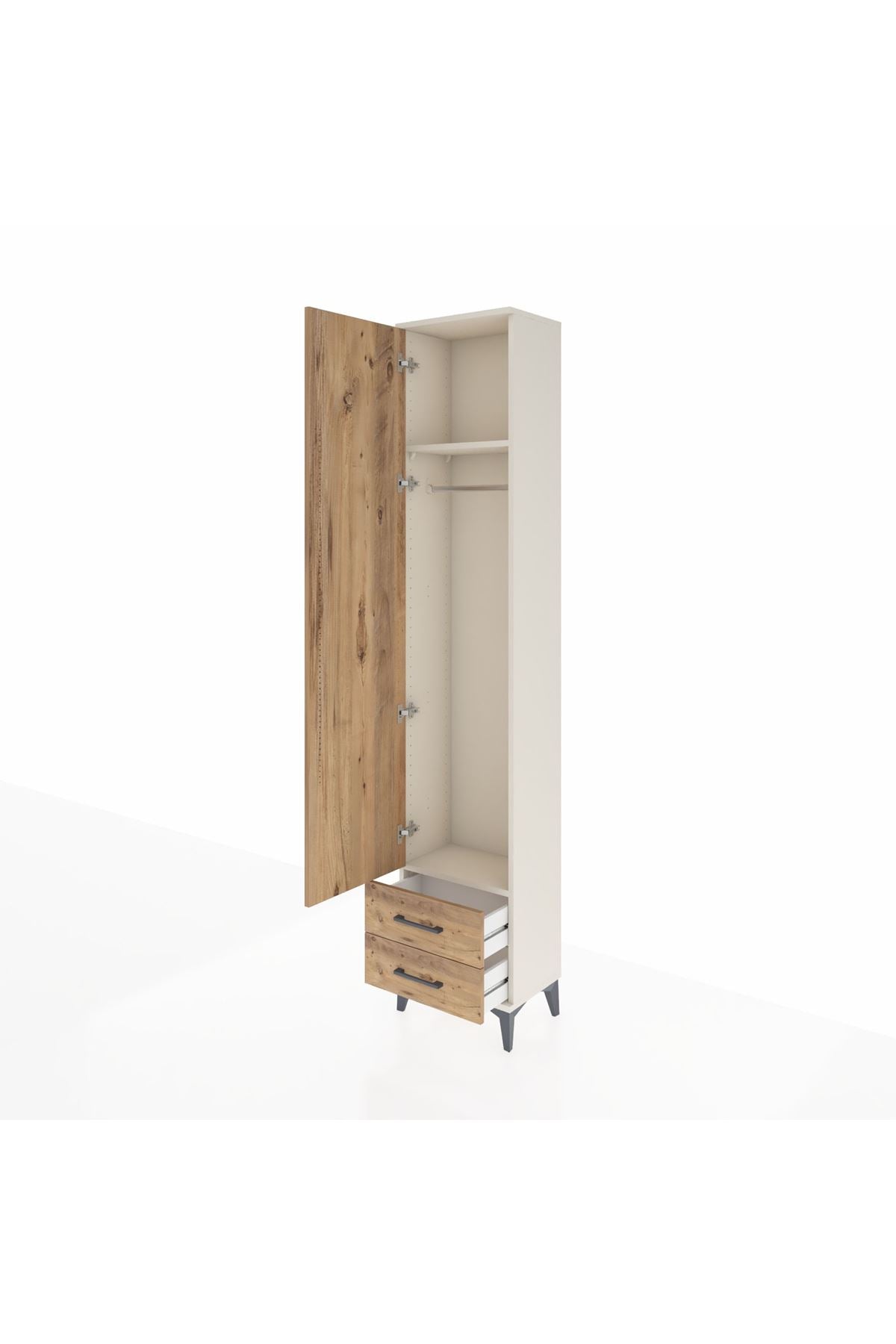Arges Dolap 2 Raflı 2 Çekmeceli Tek Askılı 44x30x221 - S28M007V3A