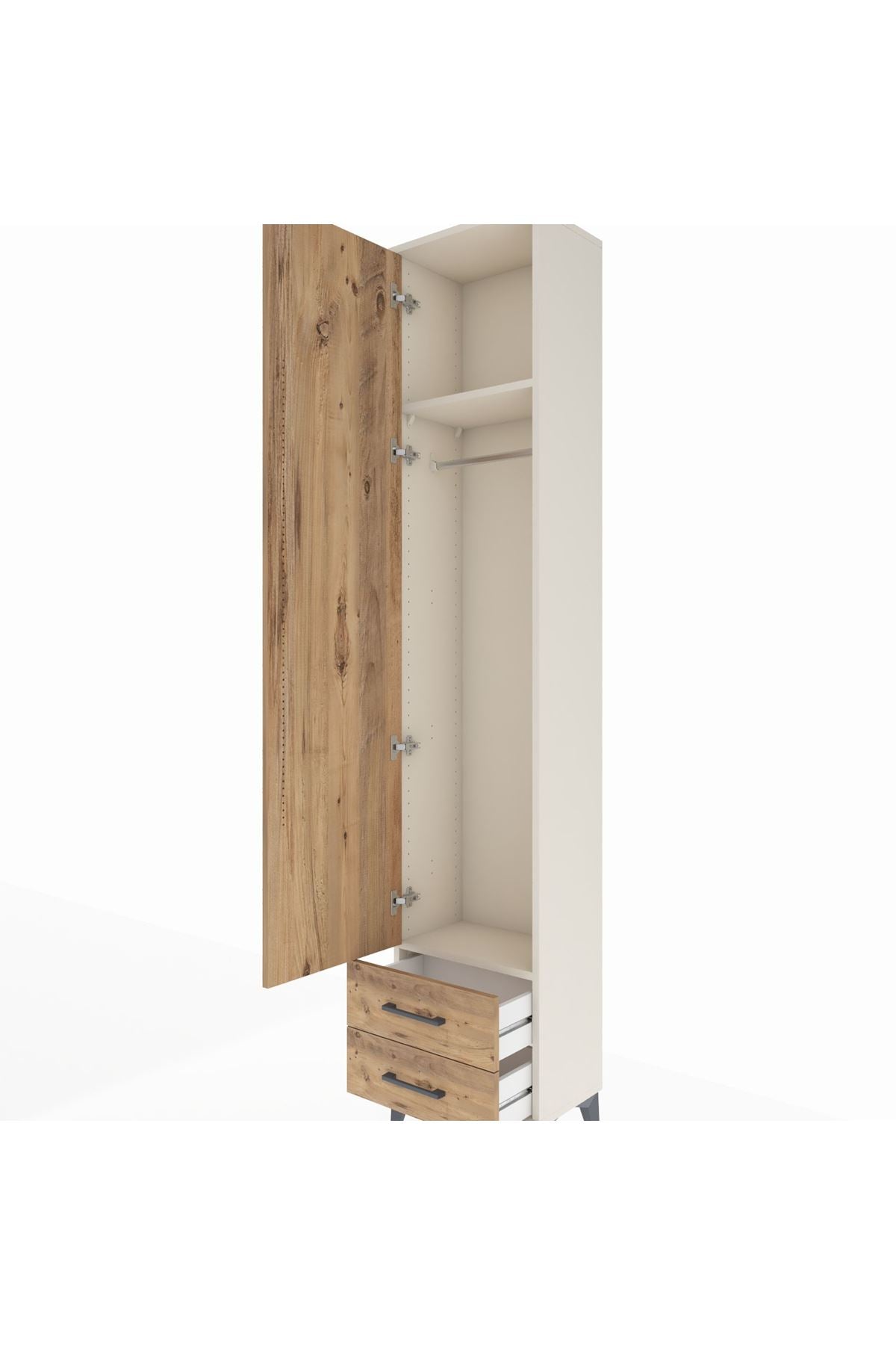 Arges Dolap 2 Raflı 2 Çekmeceli Tek Askılı 44x30x221 - S28M007V3A