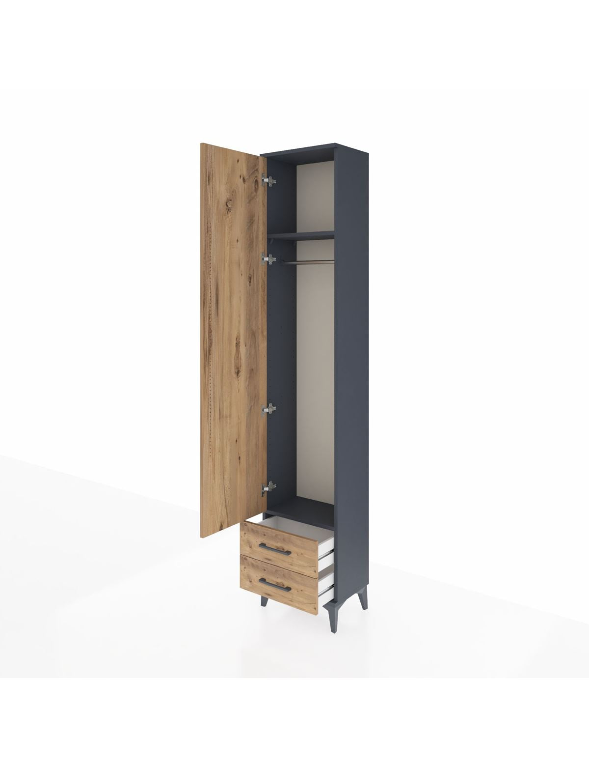 Arges Dolap 2 Raflı 2 Çekmeceli Tek Askılı 44x30x221 - S28M007V6A