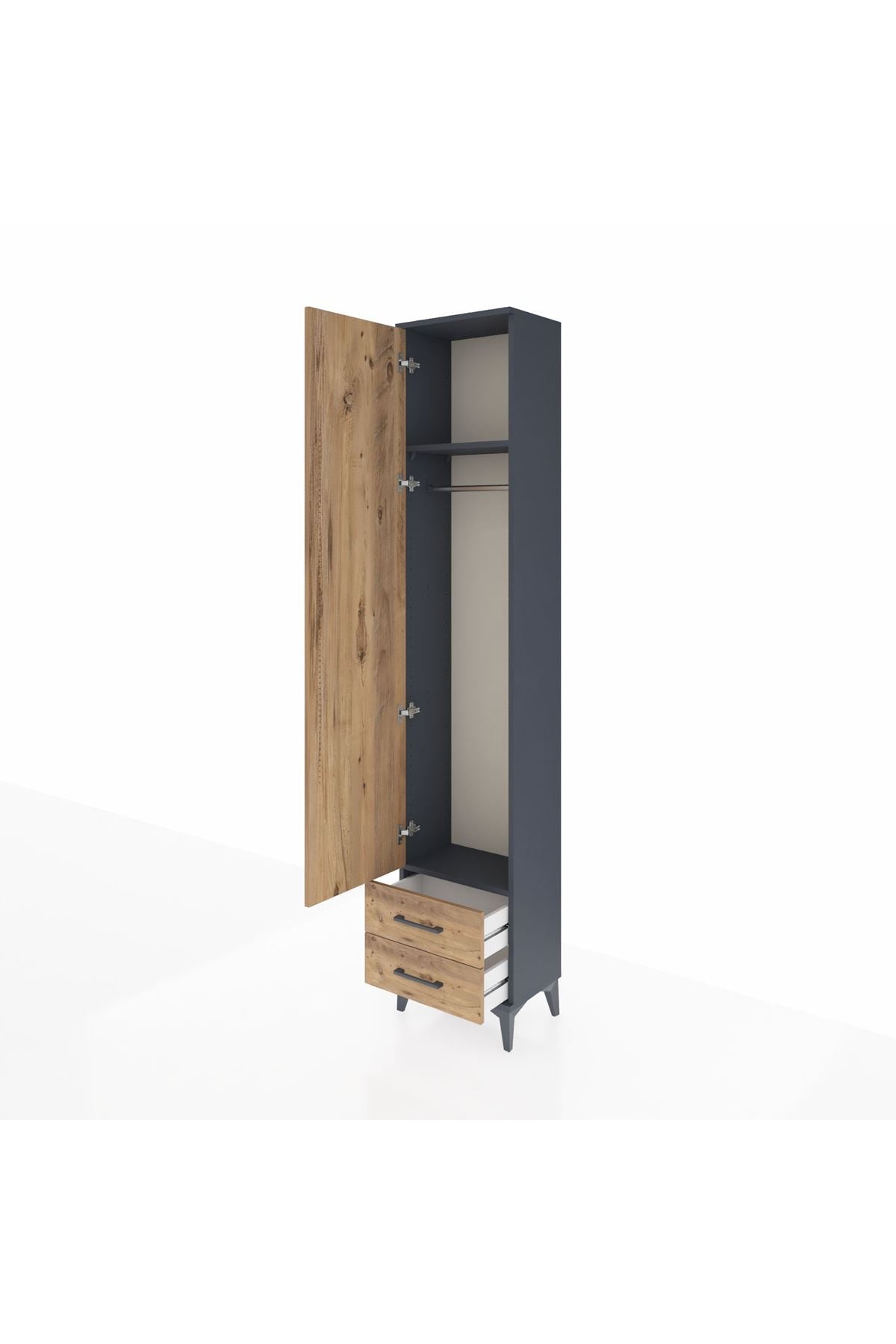 Arges Dolap 2 Raflı 2 Çekmeceli Tek Askılı 44x30x221 - S28M007V6A